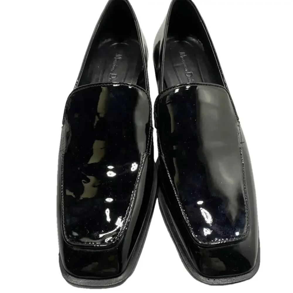 NEW MASSIMO DUTTI Mens Square Toe Loafers Size 7 Black Patent Leather